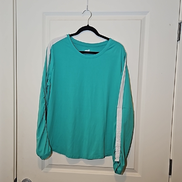 Avia Green Long Sleeve Top with White Stripes - Picture 1 of 5